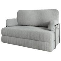 BETTSOFA KESTE aus Schaumstoff Bucle-Stoff Hellgrau Schlaffunktion - Hellgrau, Textil (140/86/60cm) - MASSENO