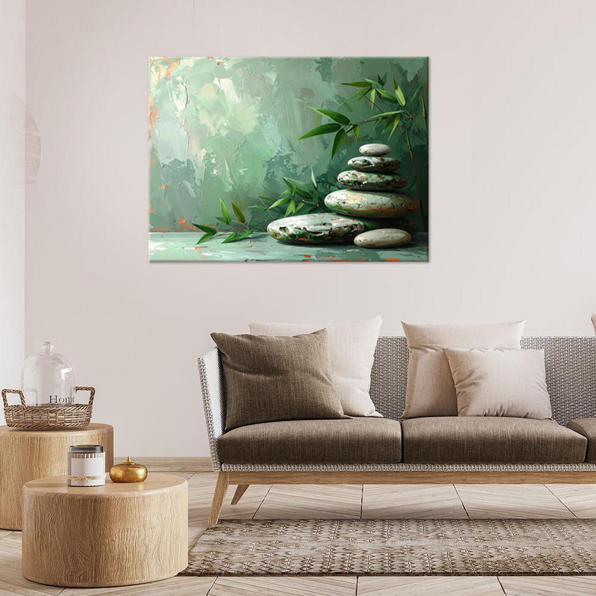 LEINWANDBILD Zen und Orientalisch 45x30cm - Grün, Textil (45/30cm) - Feeby