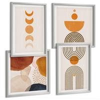 BILDER SET 4er Set - 50x50 cm & 40x60 cm Silberner Rahmen - Boho-minimalistische Dekorationen - Silberfarben, Kunststoff (50/50cm) - TULUP
