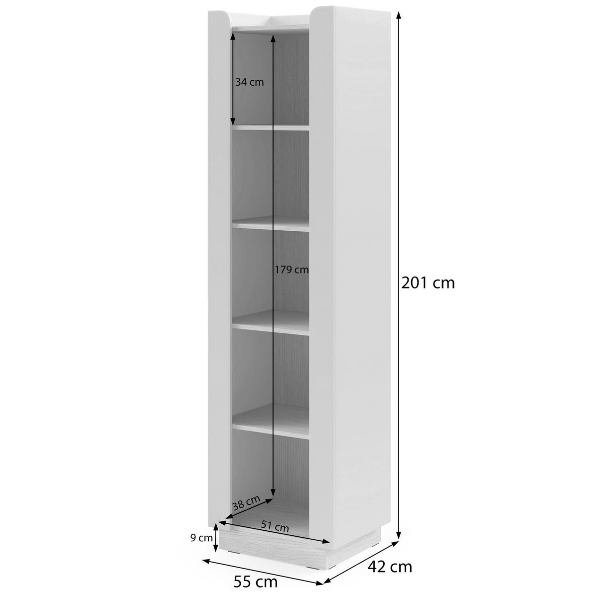 BÜCHERREGAL Sorella mit 4 offenen Regalböden, 55 cm, für Jugendzimmer, Macadamia + Eiche Mavelie - Eichefarben/Beige, Holzwerkstoff (55/201/42cm) - Beautysofa