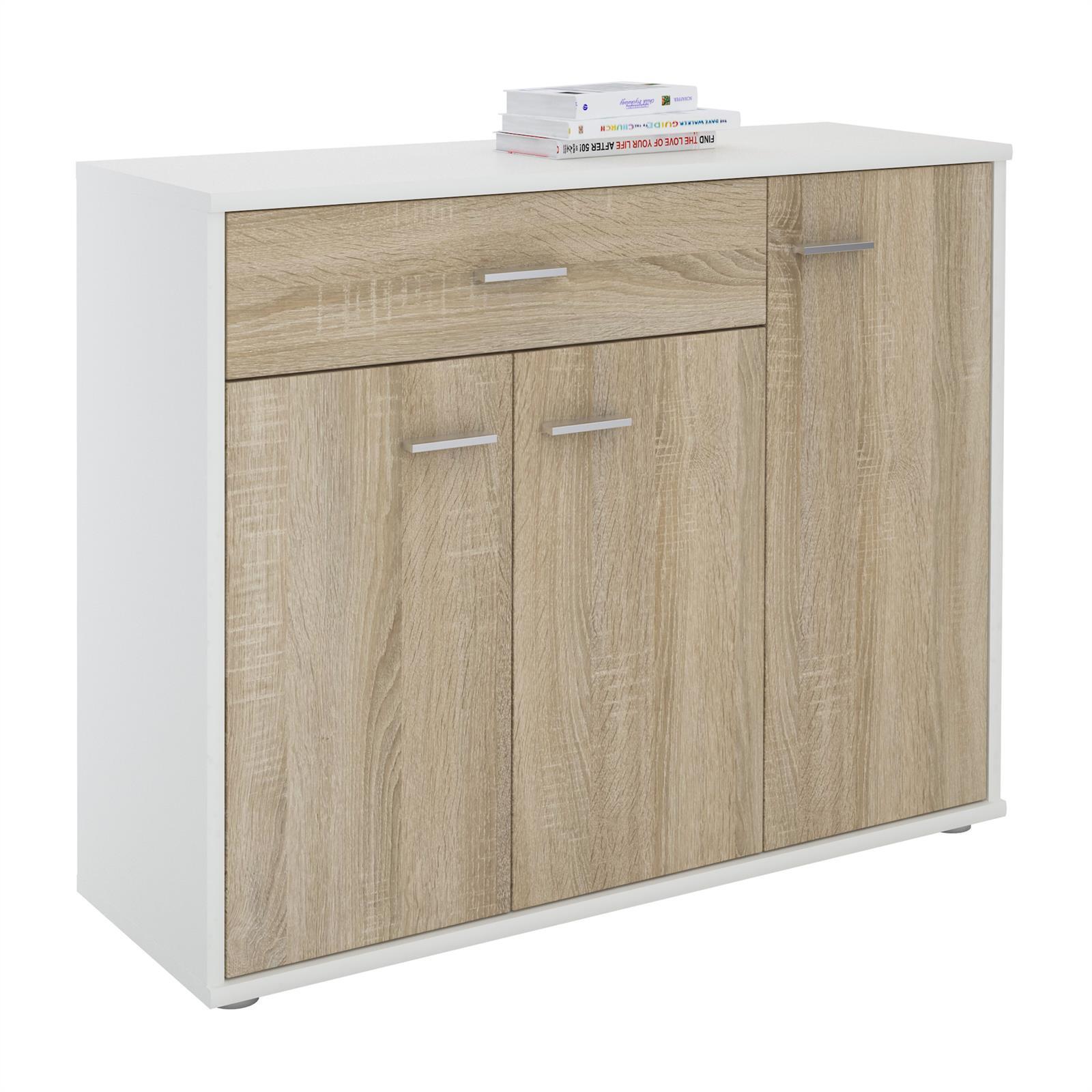 KOMMODE ESTELLE weiß/Sonoma Eiche - Weiß/Sonoma Eiche, Holzwerkstoff (88/70/30cm) - CARO-Möbel