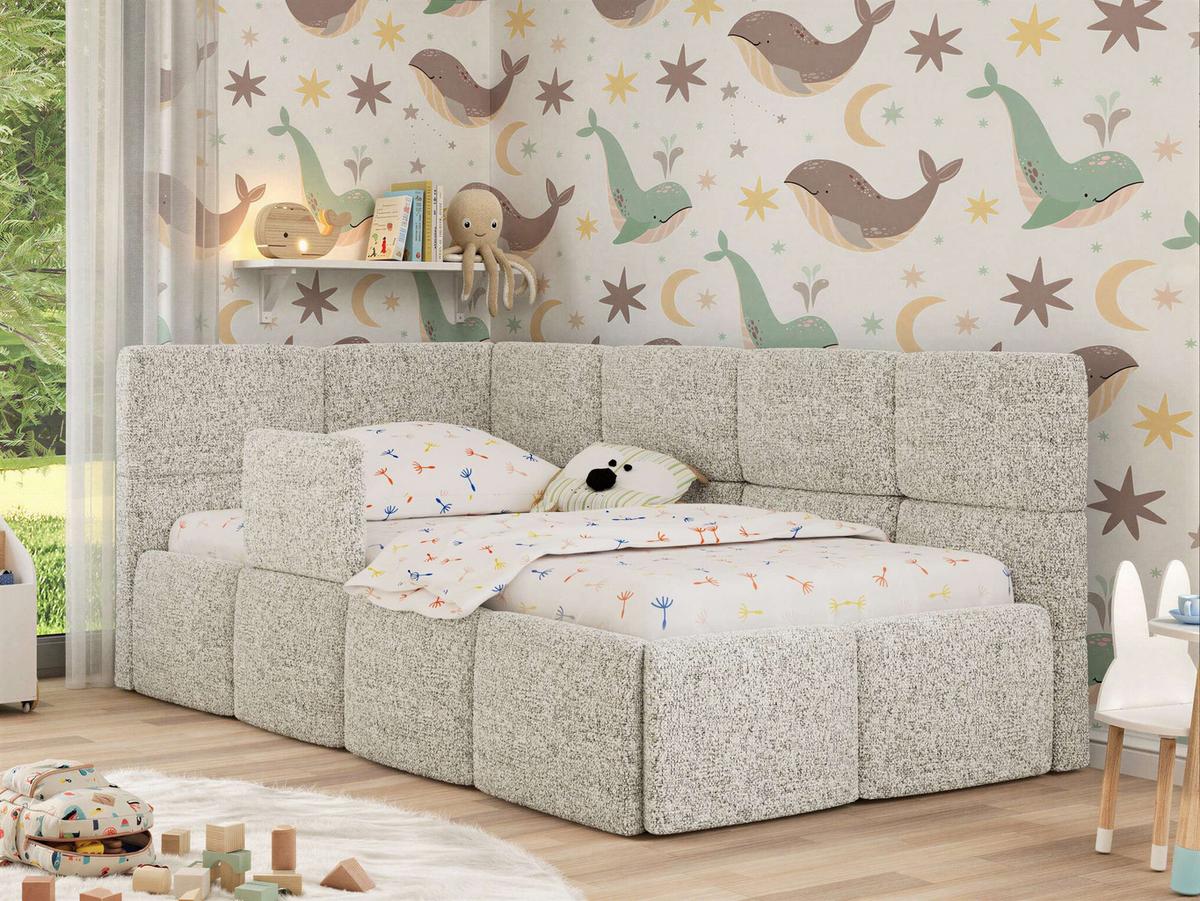 POLSTERBETT ARVO ALTA 90/200 - Beige Struktur - Taschenfederkernmatratze - Links - Beige, Textil (90/200cm) - MKS