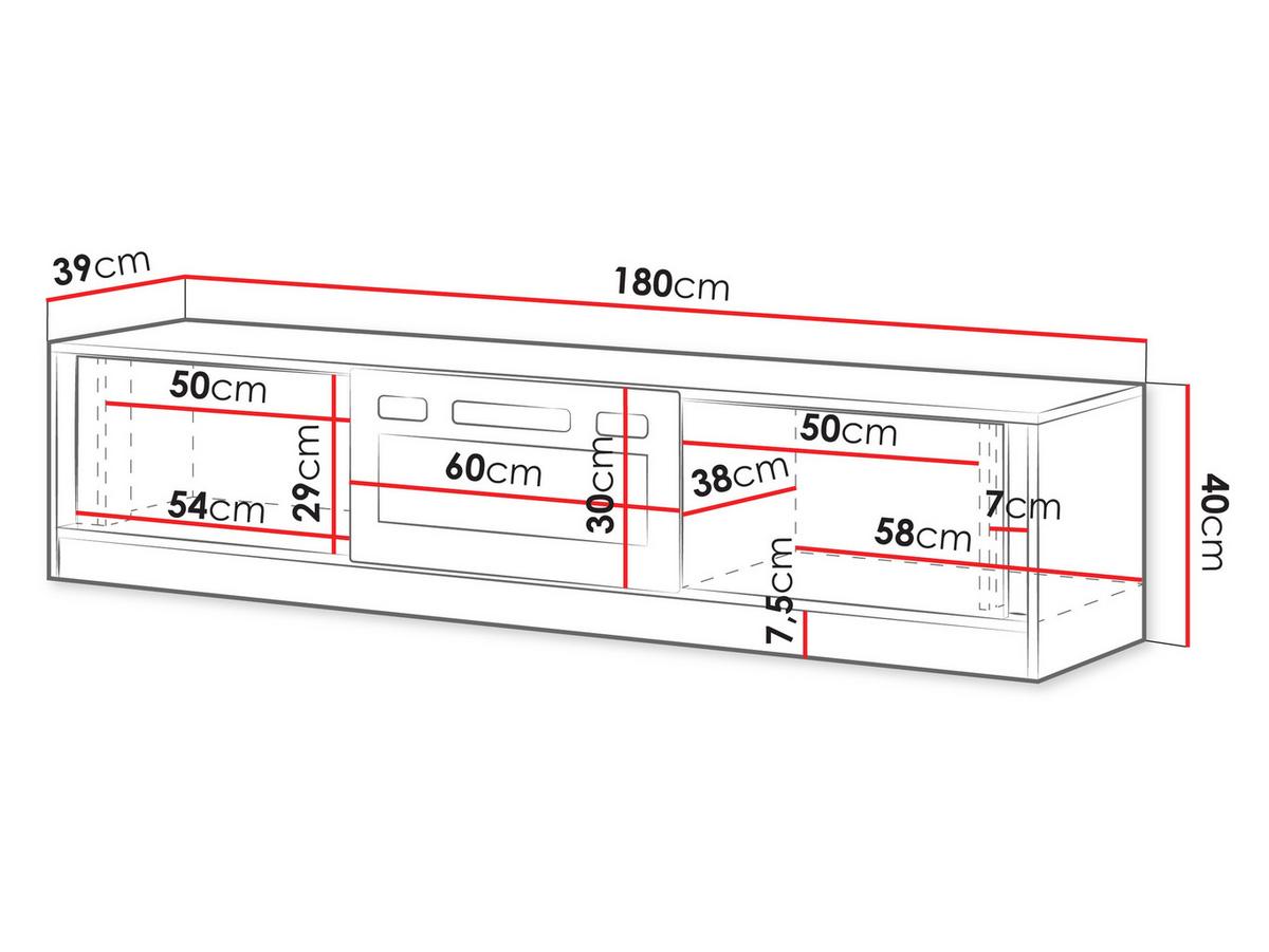 TV-LOWBOARD Mizu mit Kamin - Nussbaumfarben/Schwarz, Holzwerkstoff (180/40/39cm) - MIRJAN24