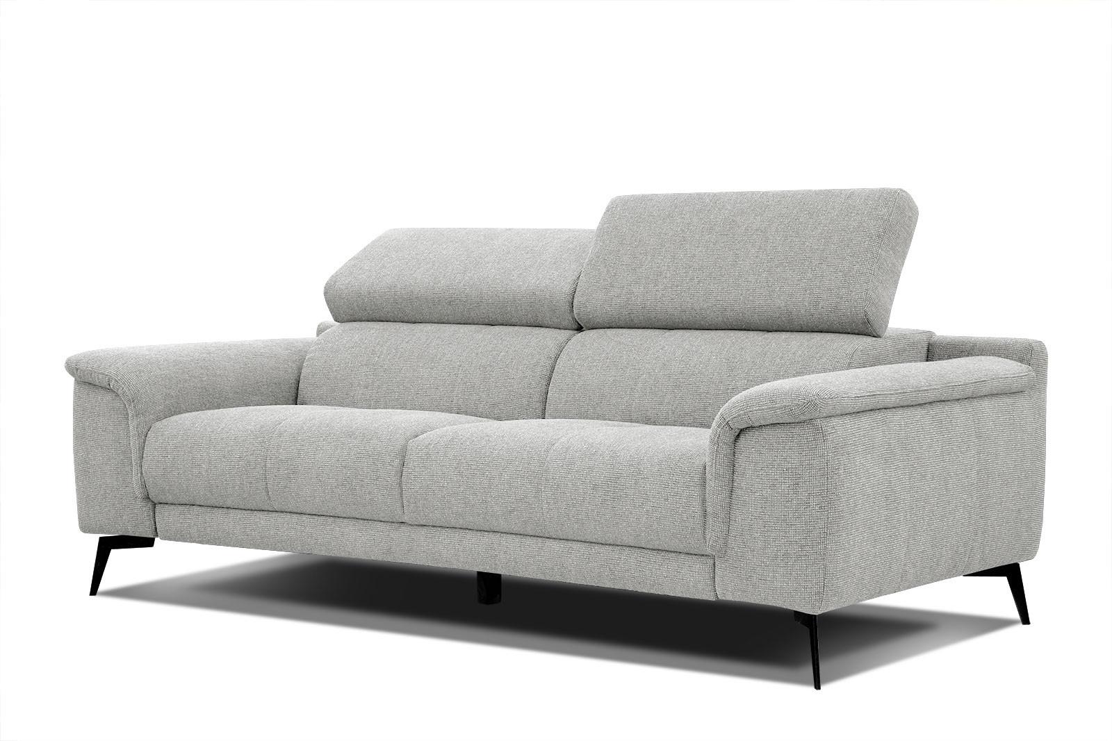 SOFA FIERO 3-Sitzer, hellgrau - Hellgrau/Schwarz, Holzwerkstoff/Textil (212/82/103cm) - Wozimo