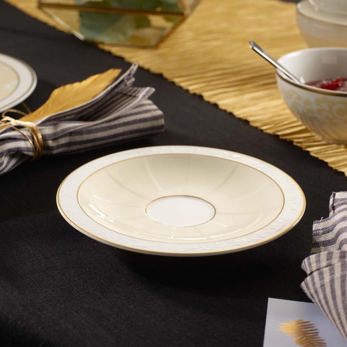 KAFFEE-/TEEUNTERTASSEN Ivoire weiß-gold ø 16 cm 6er Set - Goldfarben/Weiß, Keramik (16cm) - Villeroy & Boch