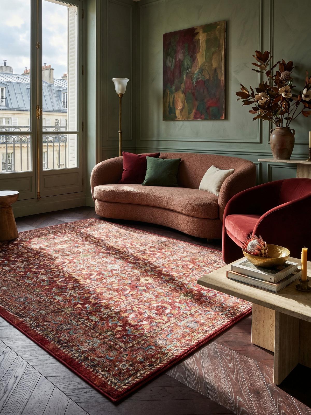 KURZFLORTEPPICH GLAZERT, orientalisch, Rot, 120 x 170 cm - Rot, Textil (170/120cm) - KADIMA DESIGN