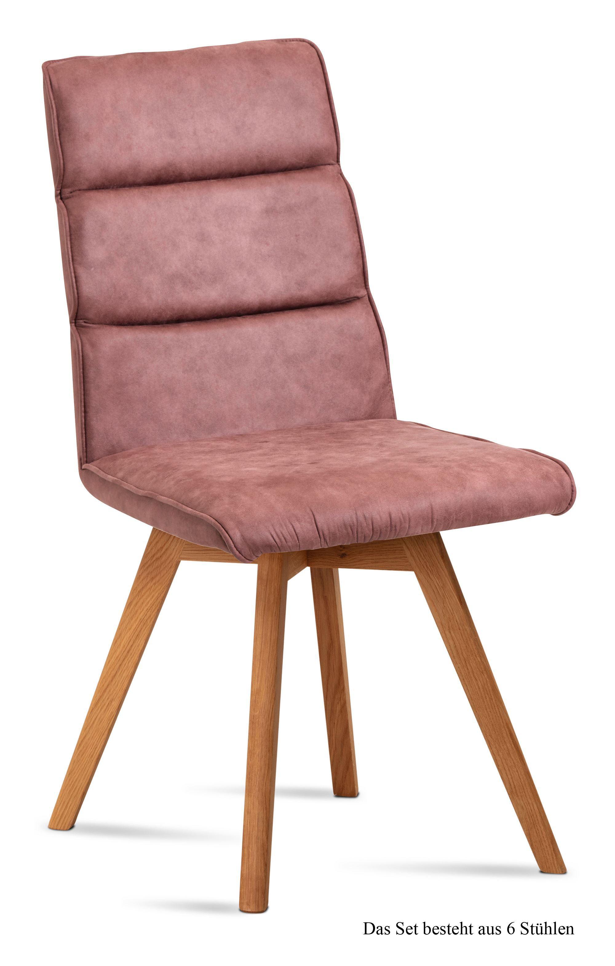 ESSZIMMERSTUHL (6er-Set) Dixie 47x92x60 Eiche geölt/Rosewood - Eichefarben/Dunkelrosa, Kunststoff (60/92/47cm) - 58aufmkessel