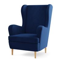 SESSEL VOGERA Ohrensessel Polstersessel, Blau - Blau/Eichefarben, Holzwerkstoff (78/103/85cm) - MASSENO