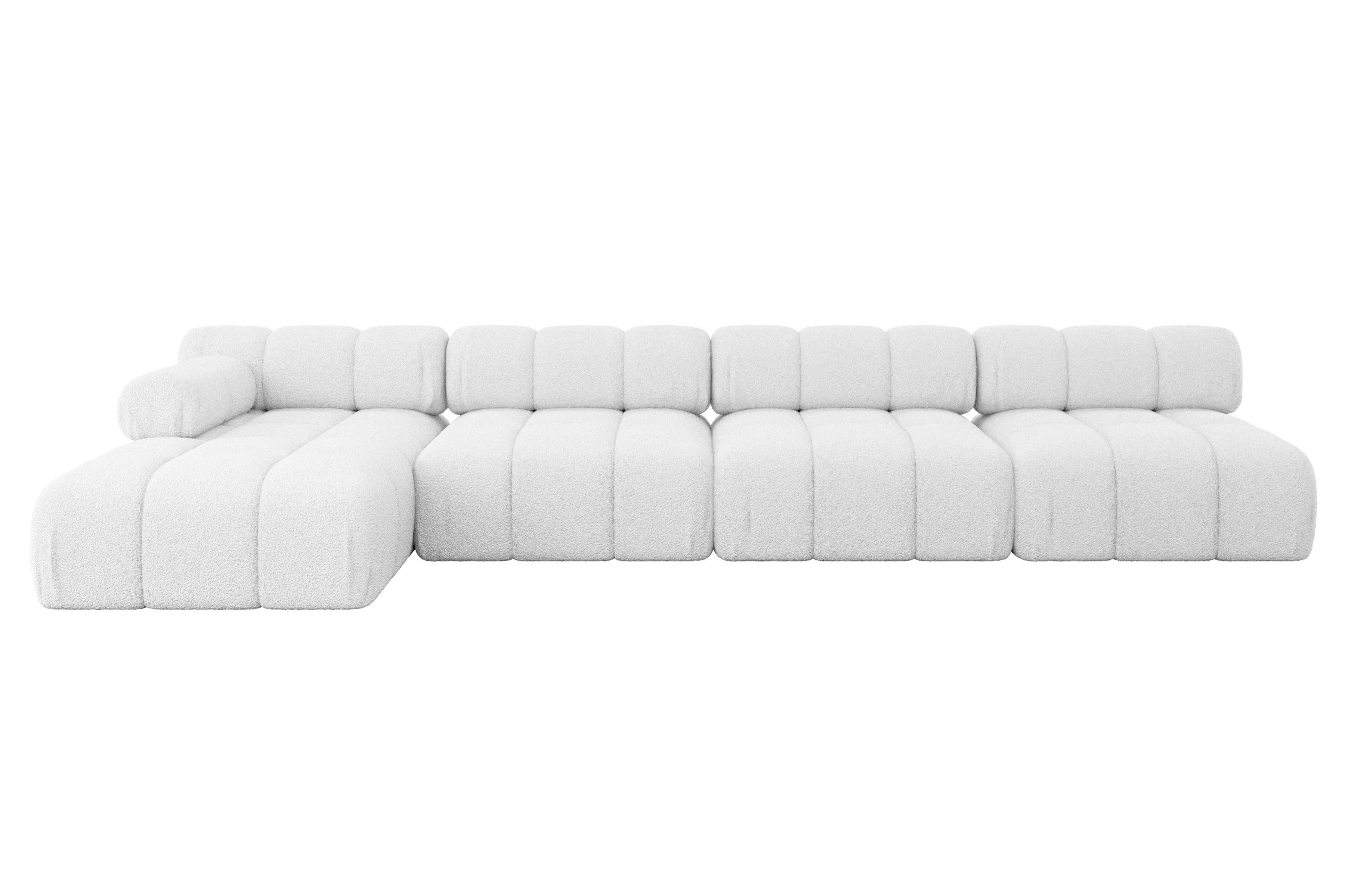 ECKSOFA modulares Sofa Razon-L3 - 380x160x70 cm Weiß Bouclé - Weiß, Holzwerkstoff/Textil (380/160cm) - ALTDECOR