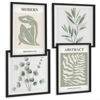 BILDER SET 4er Set - 50x50 cm & 40x60 cm Schwarzer Rahmen - Matisse entwirft Boho-Pflanzen - Schwarz, Kunststoff (50/50cm) - TULUP