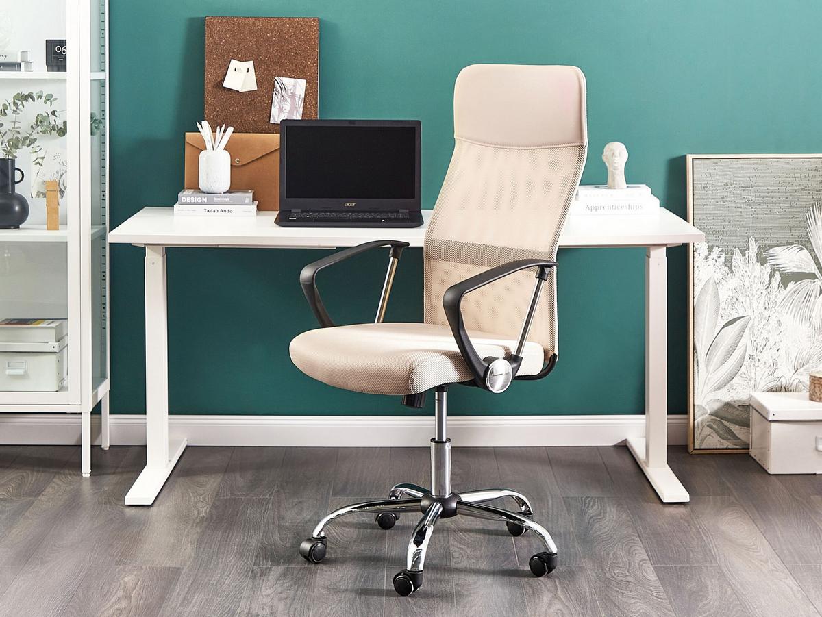 BÜROSTUHL Polyester Beige Design - Beige, Kunststoff/Textil (63/114/63cm) - Beliani