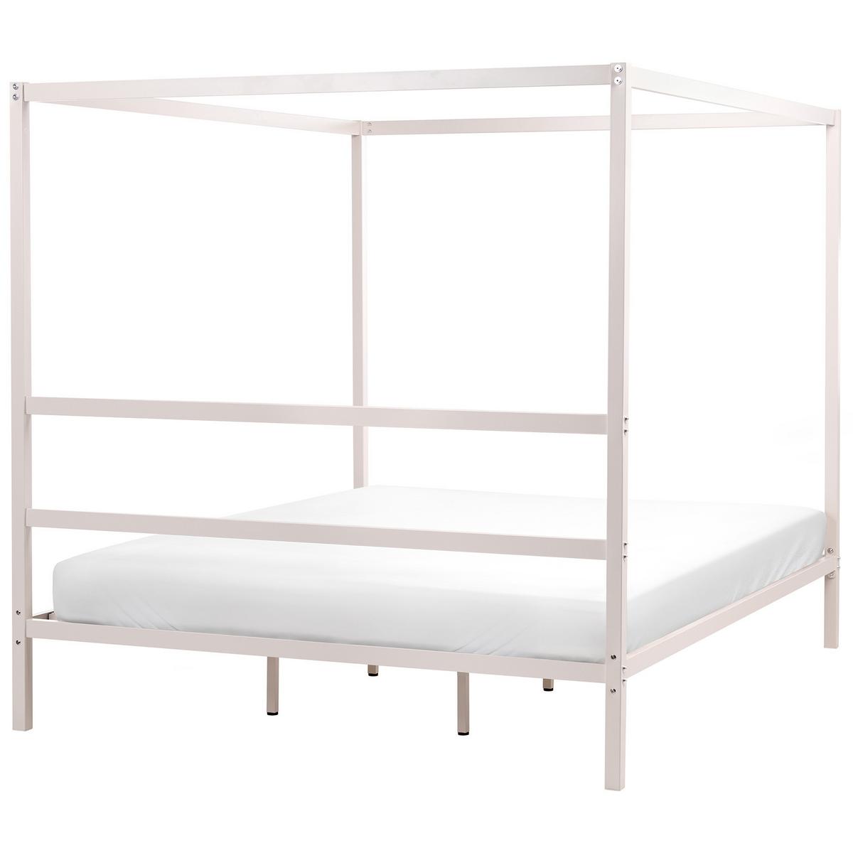 HIMMELBETT Metall 180/200 cm Hellbeige Lestards - Beige, Metall (180/200cm) - Beliani