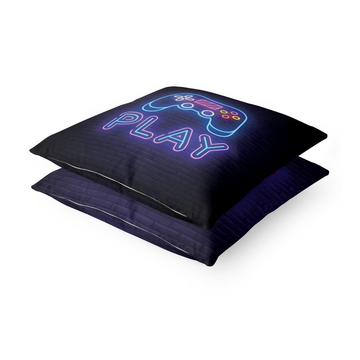 DEKOKISSEN 2er-Set Neon Game Room Controller Duo 40/40 cm - Pink, Textil (40/40cm) - Bilderwelten