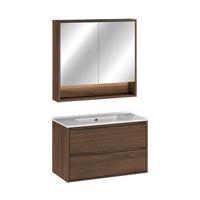 BADMÖBEL 81cm Edmé 2er-Set Dunkles Holz - Braun, Holzwerkstoff (81/52/46cm) - Petits-meubles