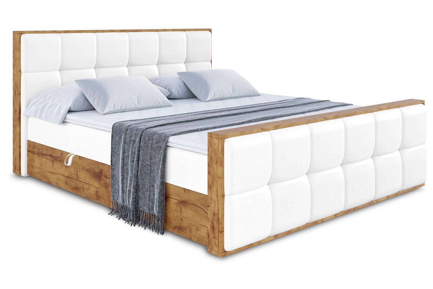BOXBETT mit Matratze H3 und Lattenrost - LOLLI7-Z - 180x200 - Weiß Kunstleder - Weiß, Holzwerkstoff (180/200cm) - ALTDECOR
