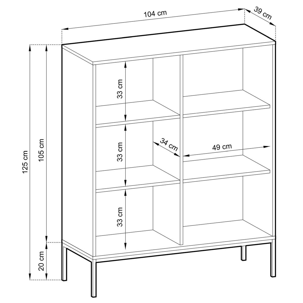 HIGHBOARD Vellore Eiche Vicenza Optik mit schwarzem Gestell 104 cm - Beige/Schwarz, Holzwerkstoff/Metall (104/125/39cm) - Selsey