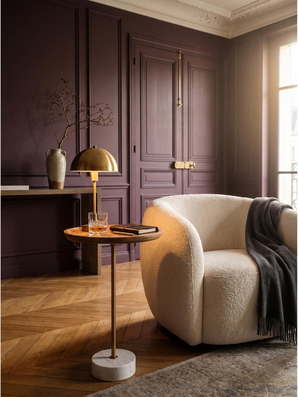 BEISTELLTISCH DURANCE, Mango Massivholz, Weiß-Mango, Ø 40 x 55 cm - Goldfarben/Braun, Holz (40/40/55cm) - KADIMA DESIGN