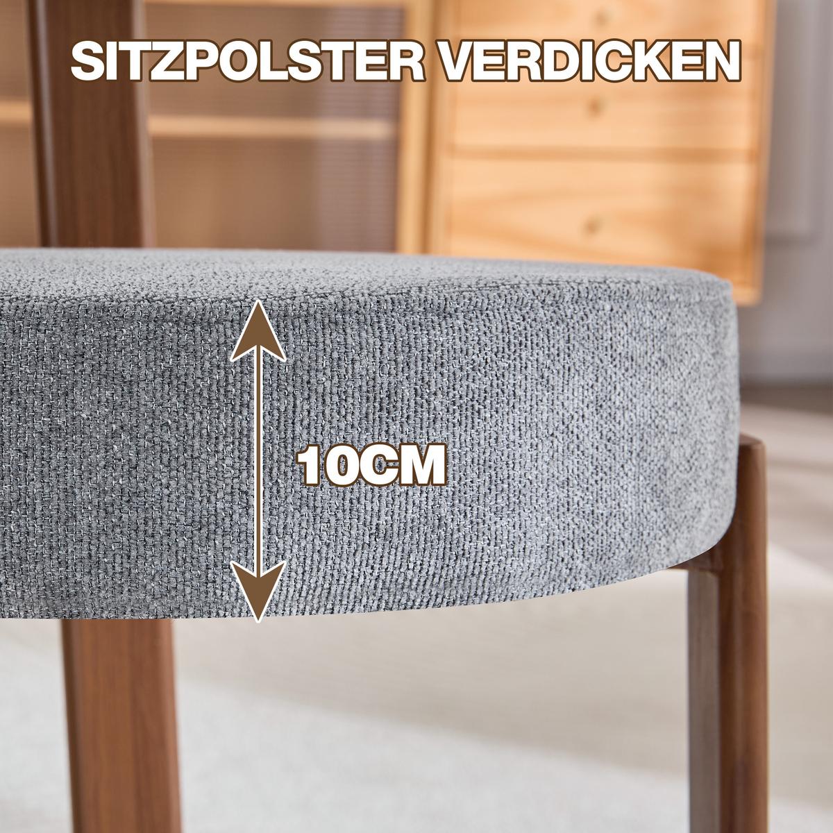 ESSZIMMERSTUHL 2ER-SET aus Stoff, mit ergonomischer Bügellehne - Grau, Textil (51.5/79/57cm) - Urban Meuble