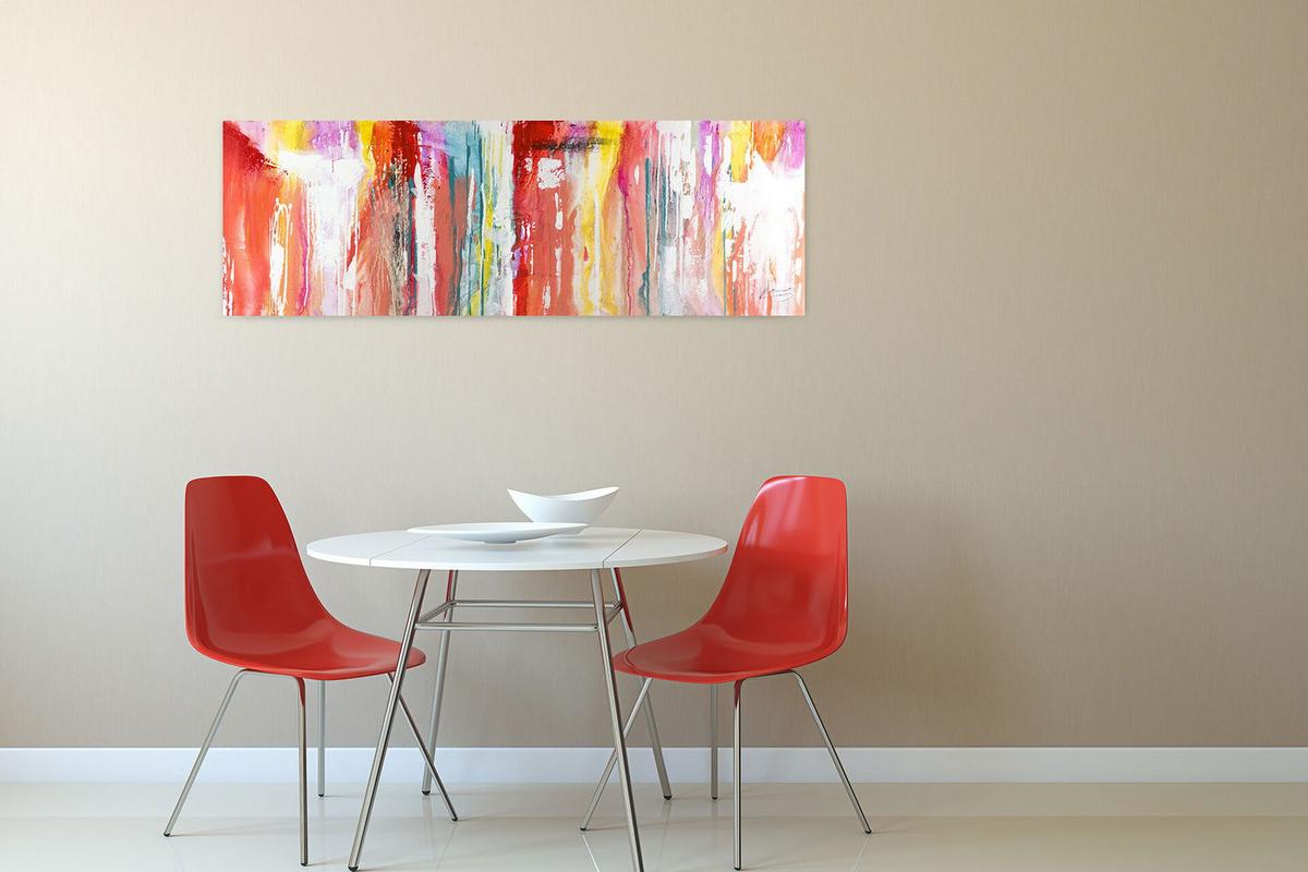 ÖLGEMÄLDE 150/50 cm - Rot/Multicolor, Holz/Textil (150/50cm) - KUNSTLOFT