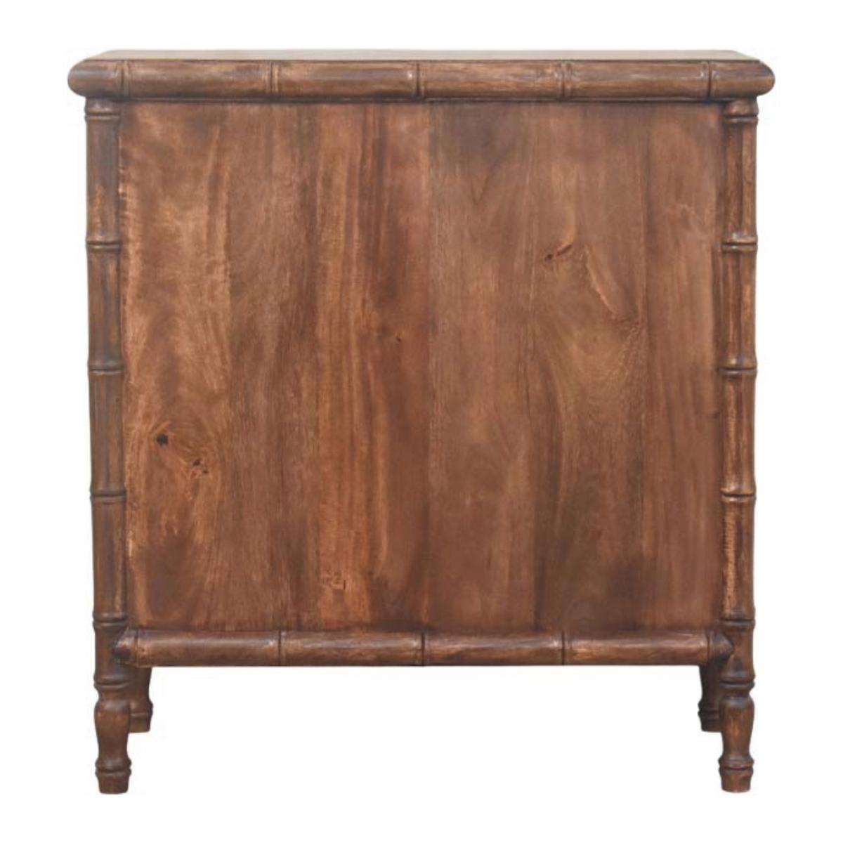 KOMMODE Bambus Geschnitzt, 3 Schubladen, Dunkelbraun - Dunkelbraun/Messingfarben, Holz/Metall (75/80/36cm) - Artisan Furniture