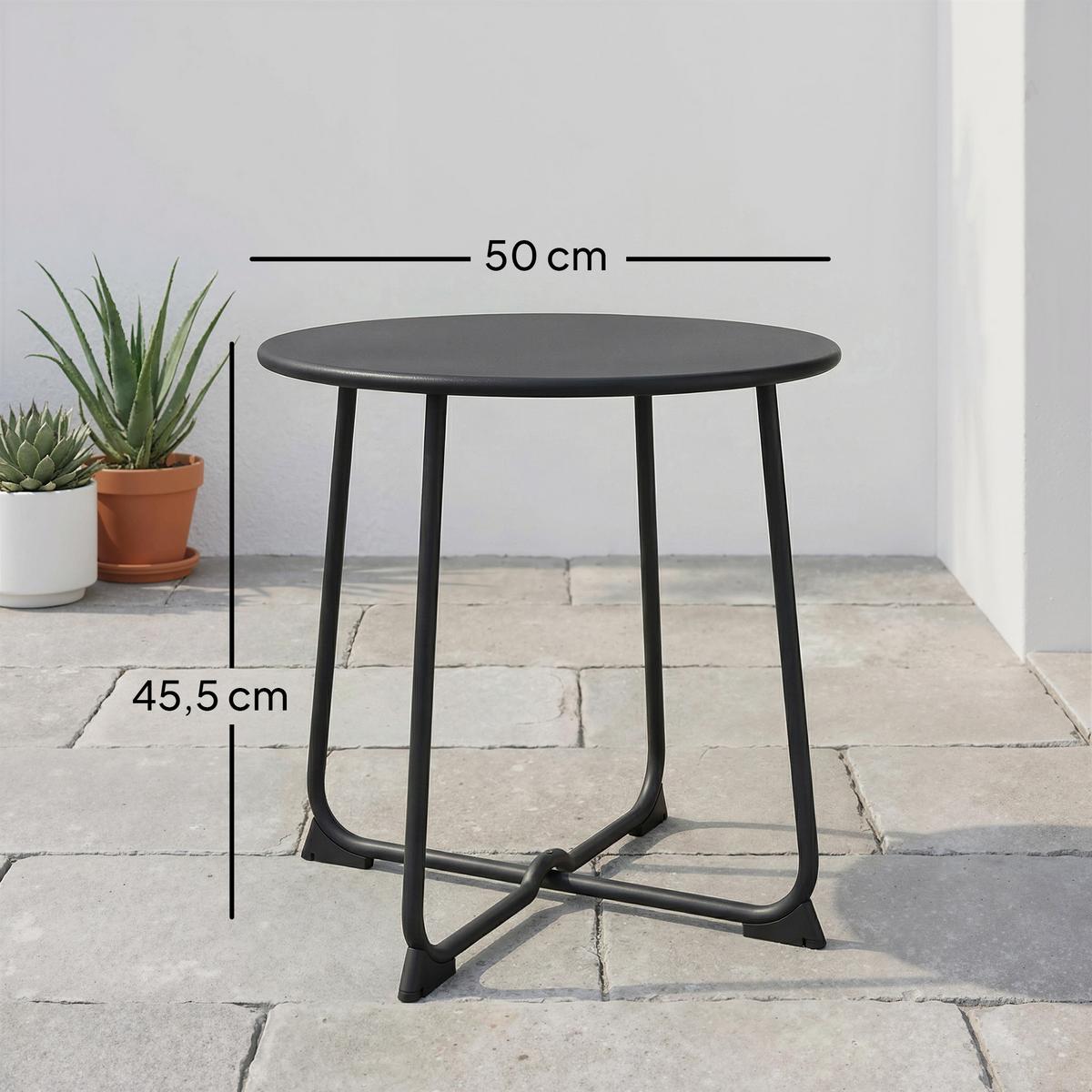 GARTENTISCH Metall Schwarz - Schwarz, Metall (50/50/45.5cm) - Outsunny