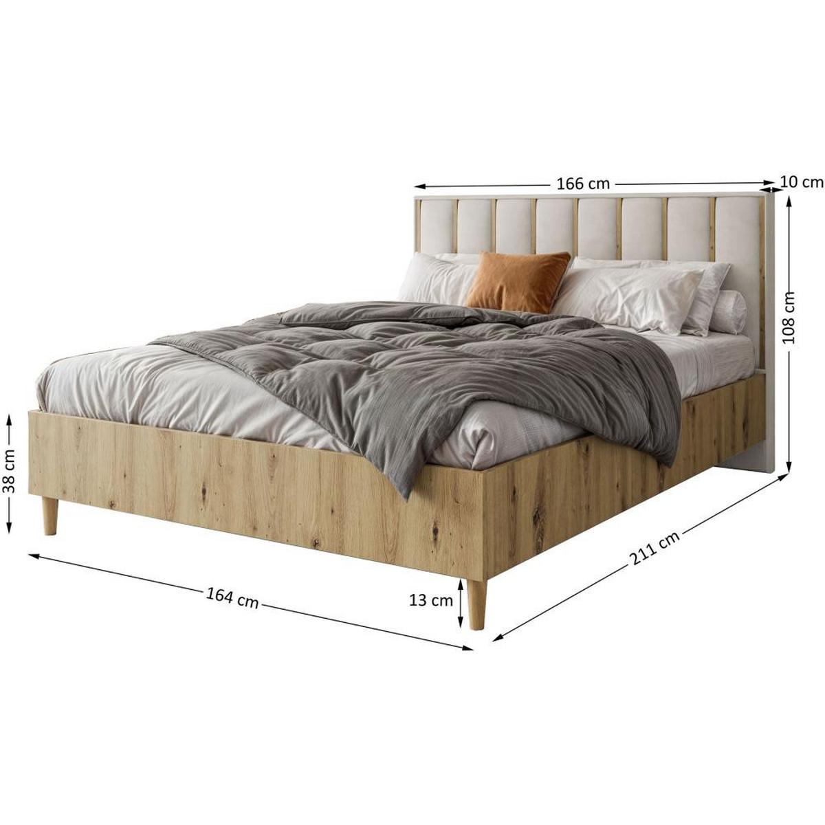 POLSTERBETT Stella 166/211/108 mit 2 Nachttischen beige - Beige/Eiche Artisan, Holzwerkstoff/Textil (160/200cm) - Beautysofa
