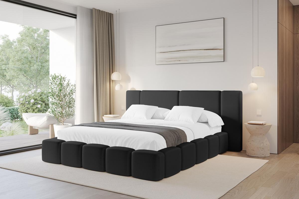 POLSTERBETT mit Bettkasten und Lattenrost, Bett mit Matratze H3/H4 - NILO 120x200 Schwarz - Schwarz Hochglanz, Holzwerkstoff/Textil (120/200cm) - ALTDECOR