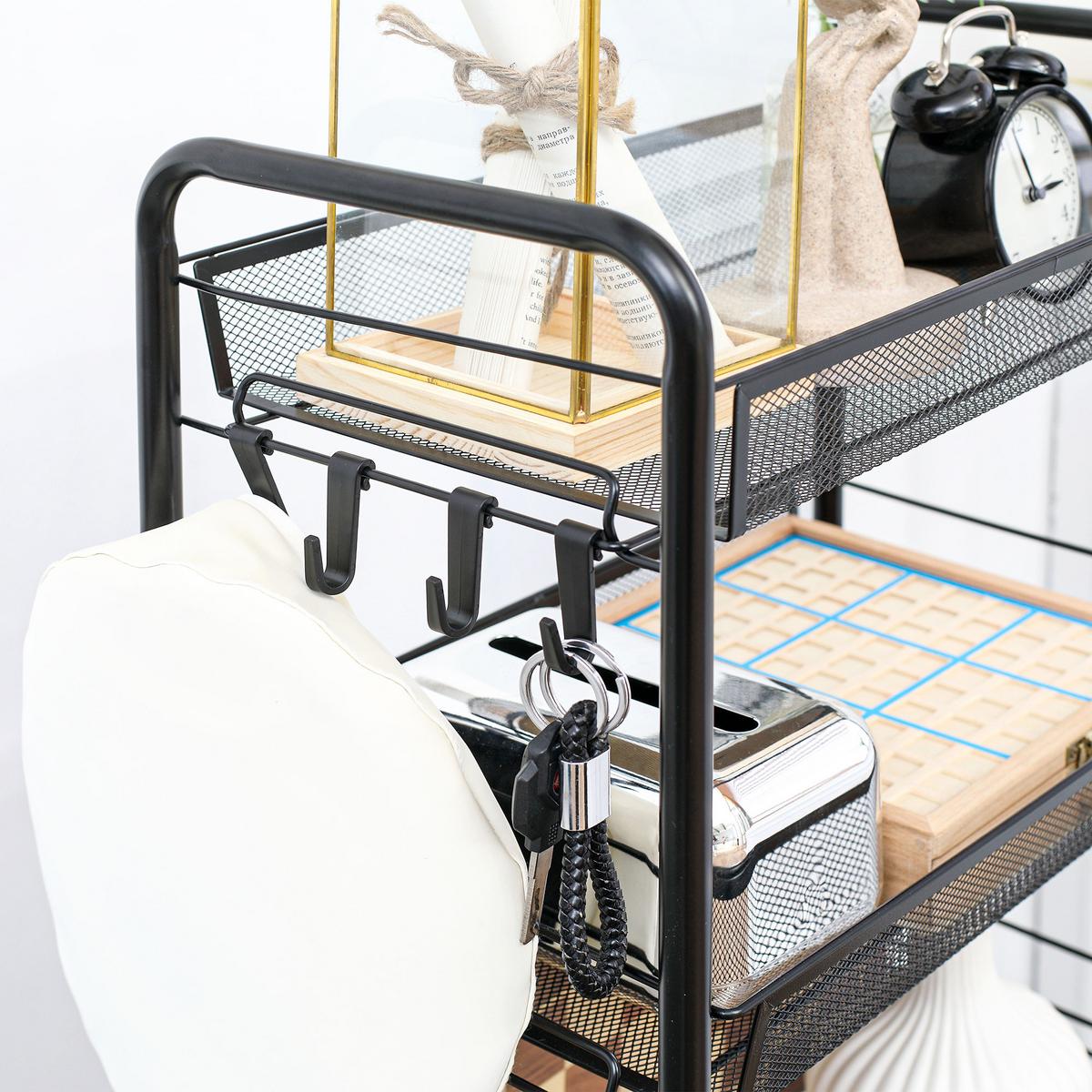 SERVIERWAGEN abnehmbar, Stahl, Schwarz - Schwarz, Metall (26.5/84/45cm) - HOMCOM
