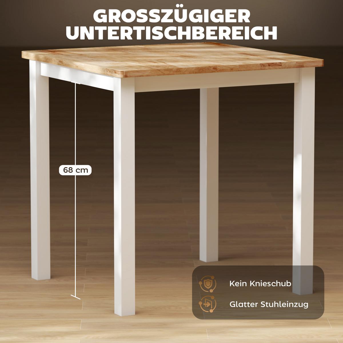 ESSTISCH 69 x 69 cm Küchentisch für 2-4 Personen Kleiner Esszimmertisch Eiche - Eichefarben/Weiß, Holz (69/69/75cm) - HOMCOM