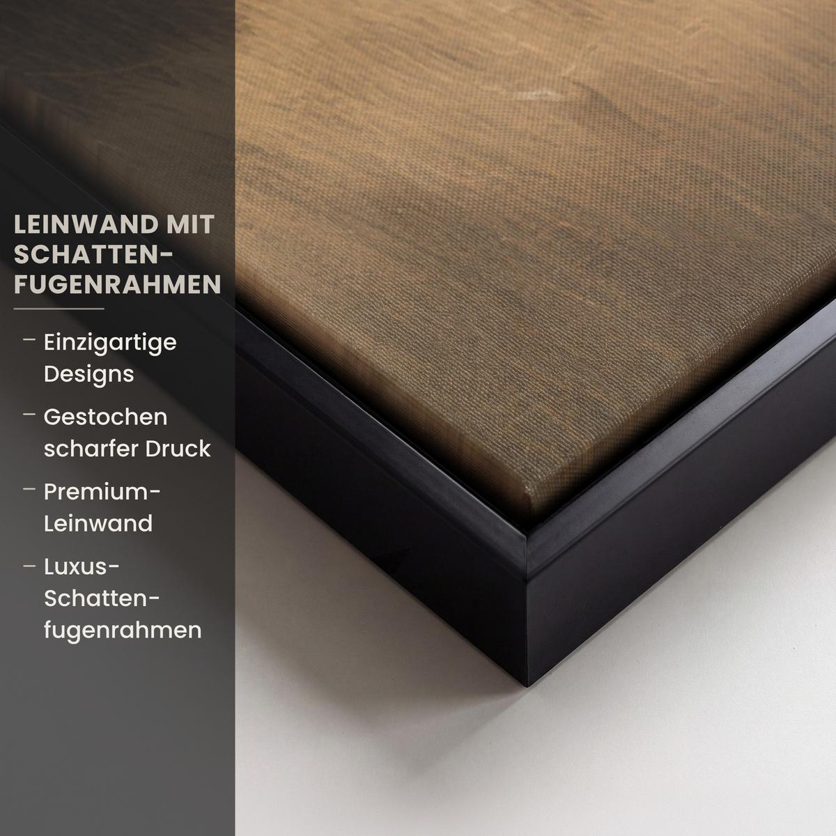 LEINWAND Bilder mit Rahmen - Gras - Morgennebel - Kreuz - Christentum - 90x60 - Beige, Textil (90/60cm) - MuchoWow