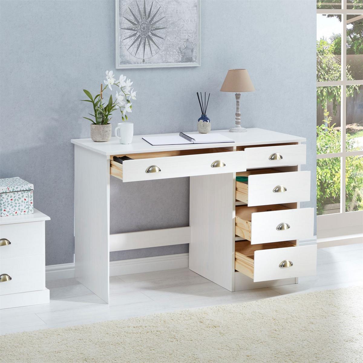 SCHREIBTISCH LANA - Weiß, Holz (54/114/76cm) - IDIMEX
