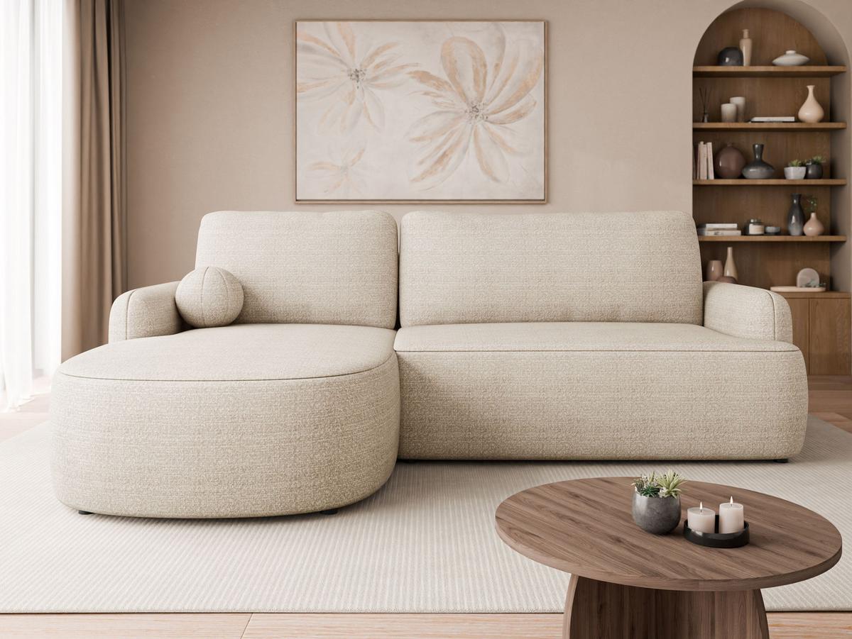 ECKSOFA Loridu, Seite: Links - Sandfarben/Schwarz, Holz/Kunststoff (250/174cm) - MIRJAN24