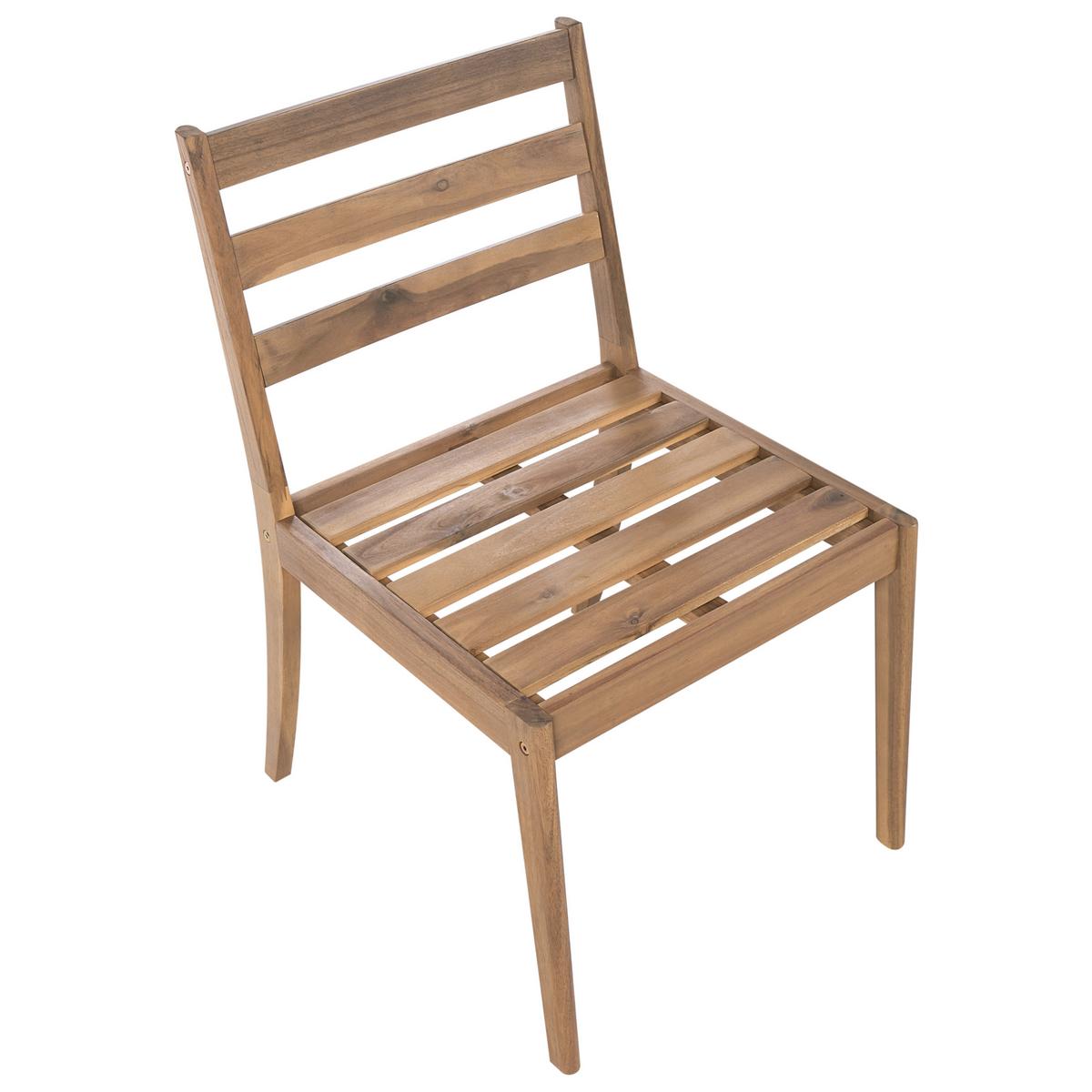 GARTENSTUHL 2er-Set zertifiziertes Akazienholz Hellbraun Chioggia - Hellbraun, Holz (53/87/61cm) - Beliani