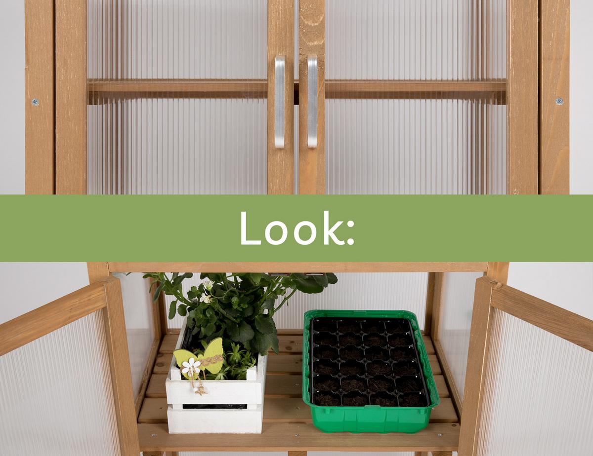 GEWÄCHSHAUS aus Holz für Balkon & Garten, mit Polycarbonat - Braun, Holz (56/76/43cm) - needs&wants