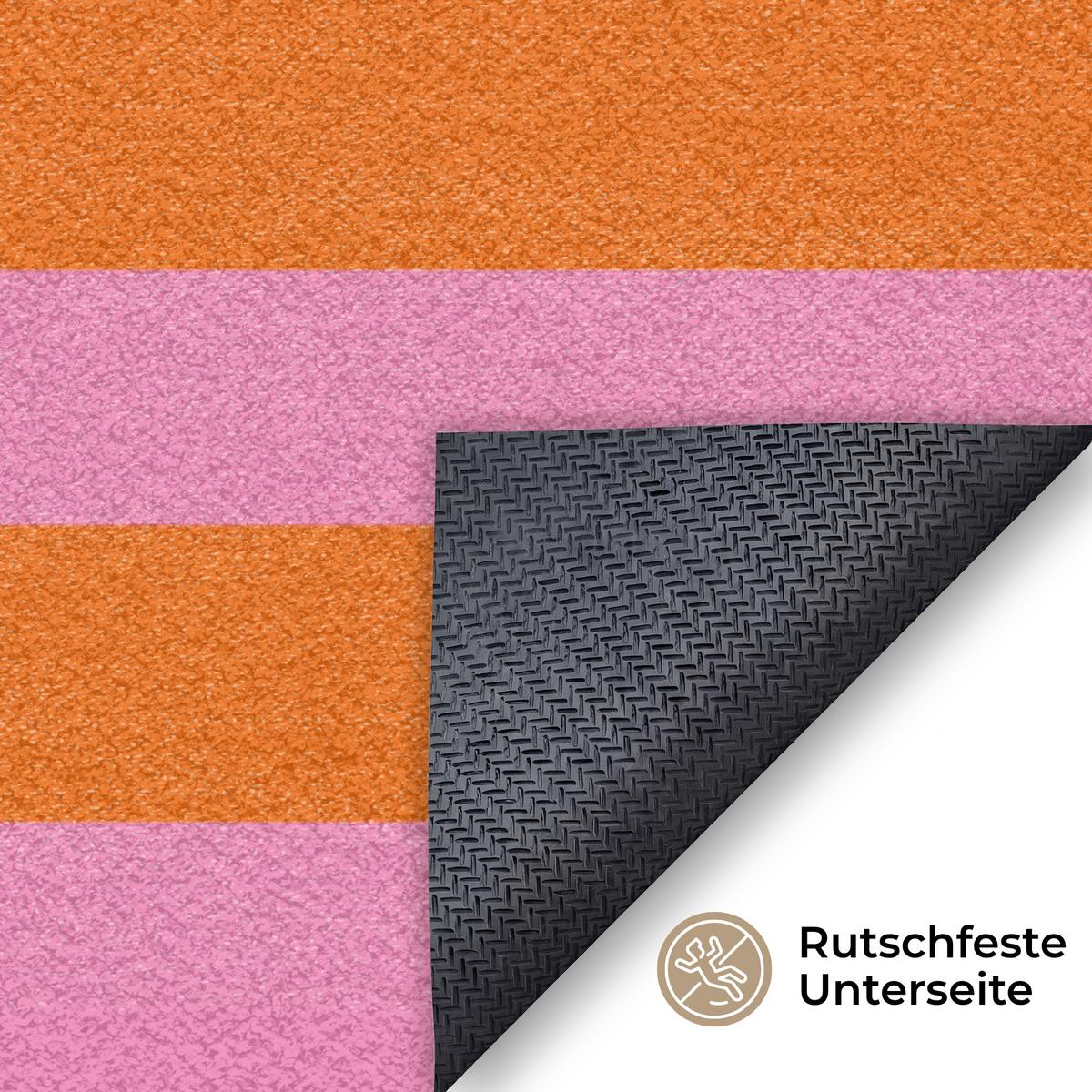 FUSSMATTE Ciao - Zitat - Streifen Sauberlaufmatte 180x120 cm - Orange, Kunststoff (180/0.4cm) - MuchoWow