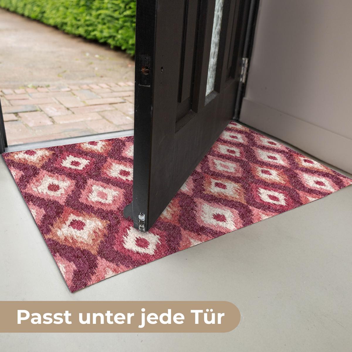 FUSSMATTE Diamantformen - Rosa - Muster - Textur Flurteppich 90x60 cm - Beere, Kunststoff (90/0.4cm) - MuchoWow