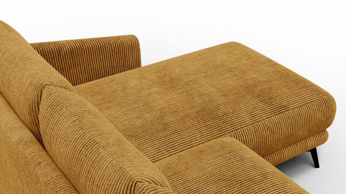 ECKSOFA VILT 3-Sitzer, safran - Gelb/Schwarz, Holzwerkstoff/Textil (221/156cm) - Wozimo