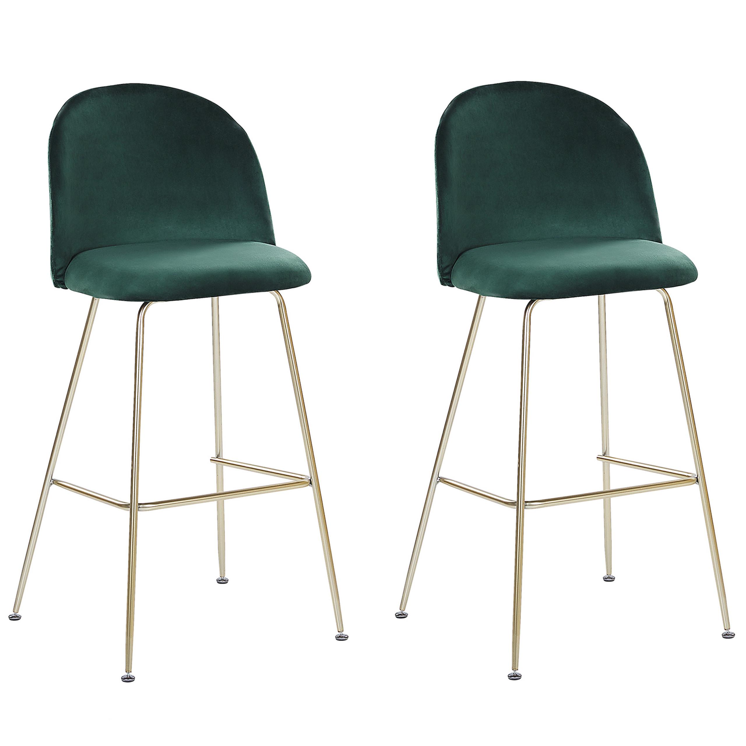 BARSTUHL 2er-Set Samtstoff Grün Arcola - Grün, Textil/Metall (52/114/54cm) - Beliani