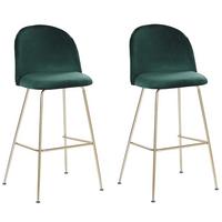 BARSTUHL 2er-Set Samtstoff Grün Arcola - Grün, Textil/Metall (52/114/54cm) - Beliani