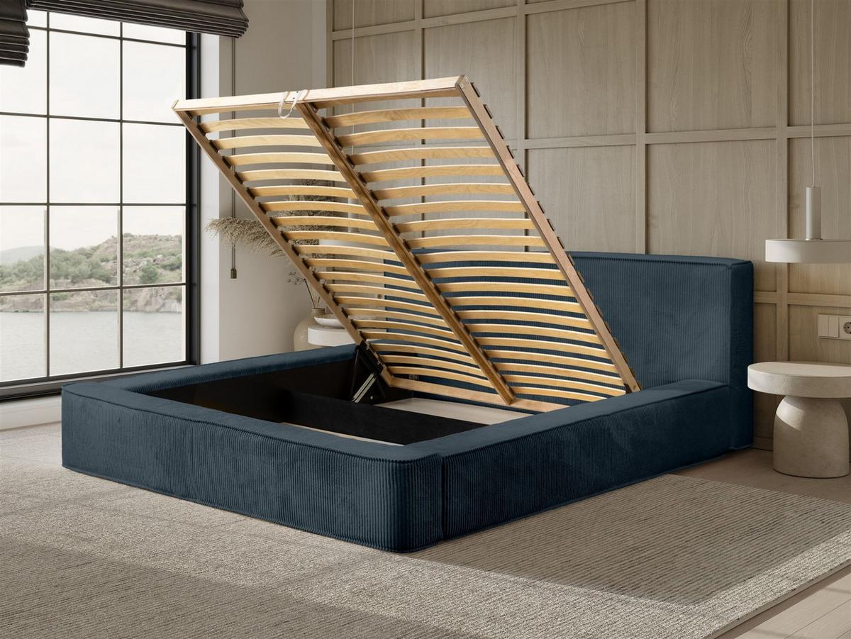 POLSTERBETT Modesto In Lincoln - Blau, Holzwerkstoff/Textil (140/200cm) - Fun Möbel