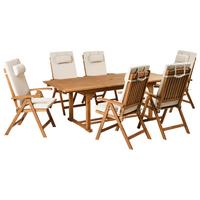 GARTENMÖBEL-SET 6-Sitzer Hellbeige Akazienholz Java Premium - Hellbraun, Holz - Beliani