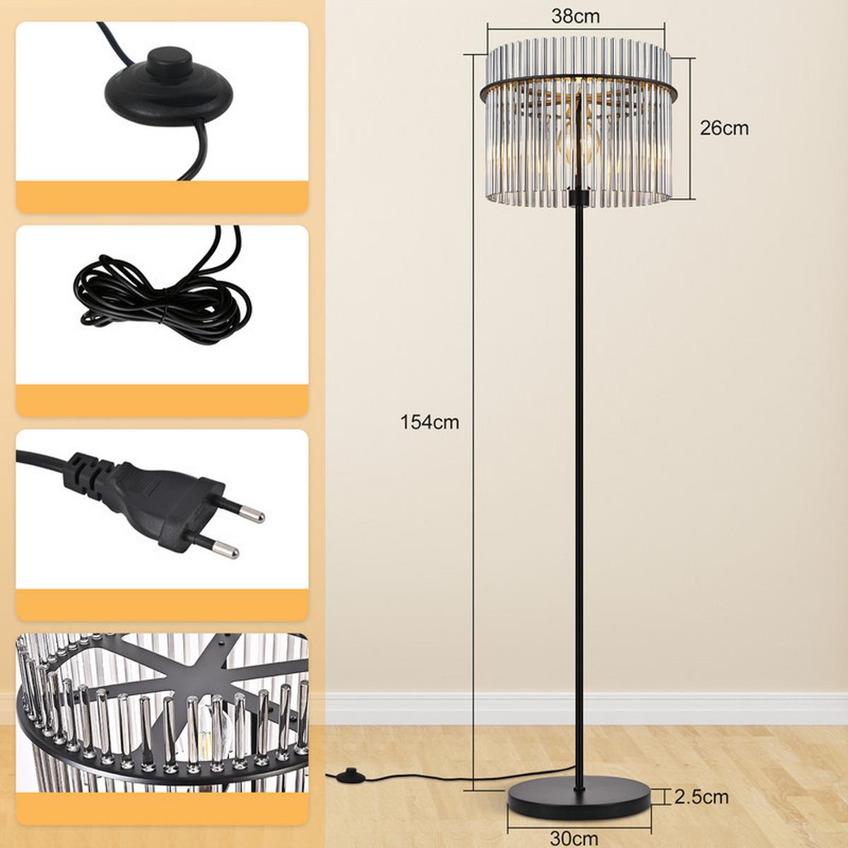 STEHLAMPE BÜNDE Ⅲ 38/26/154 cm - Schwarz, Metall (38/26/154cm) - Nettlife