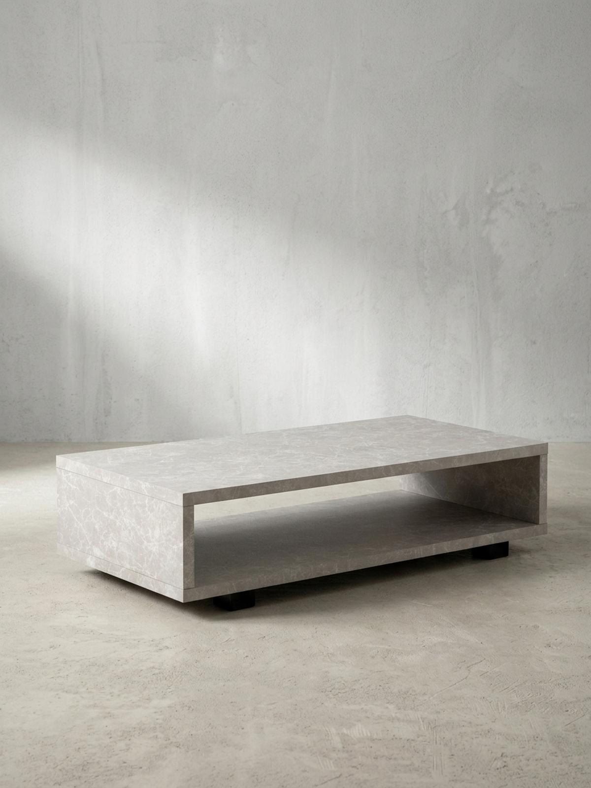 COUCHTISCH in Stein-Optik Modern mit Stauraum Rechteckig Schlicht, Beige 100x50x25 cm - Beige/Schwarz, Kunststoff (50/100/25cm) - KADIMA DESIGN