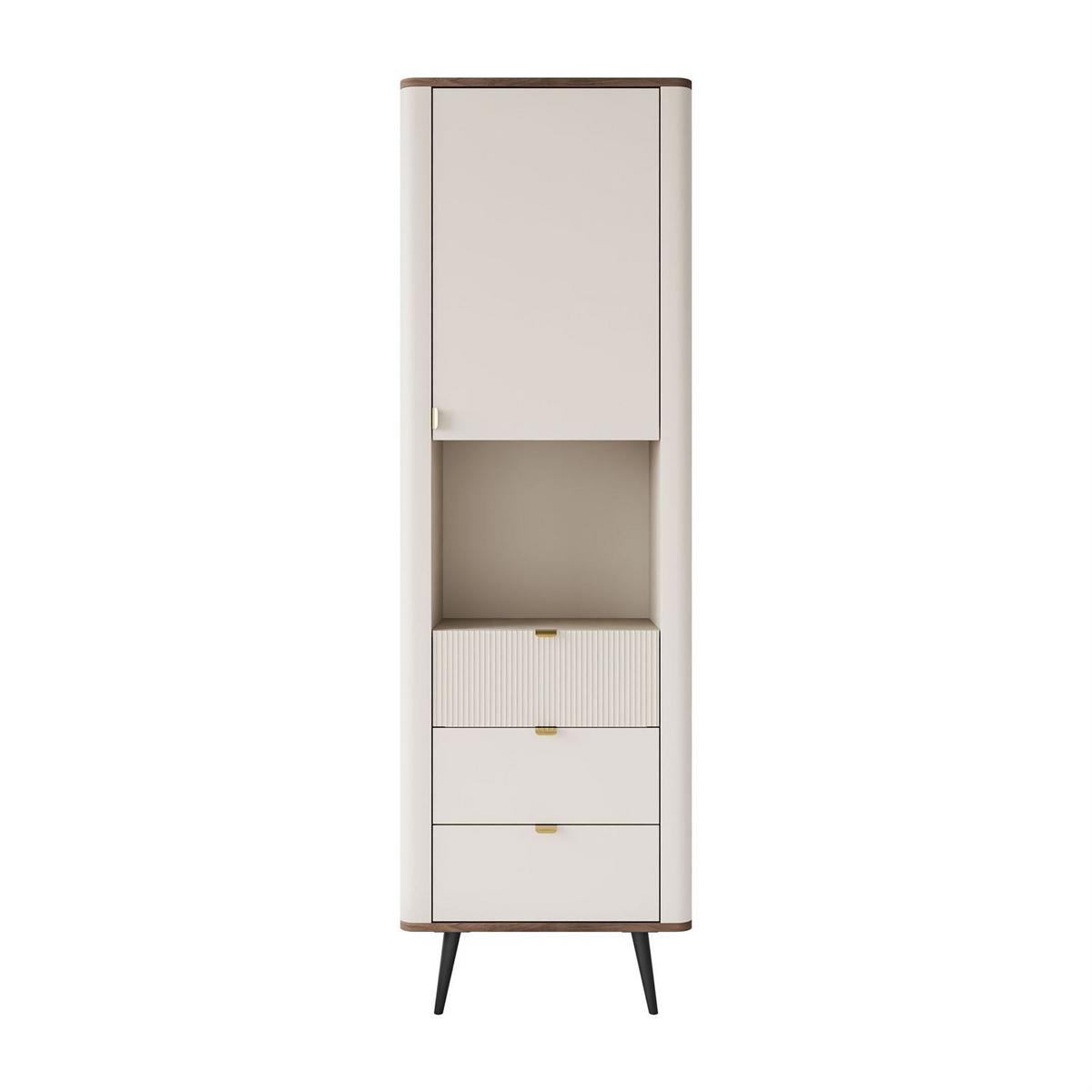 REGAL schmal AUTUMN 1D3S mit Schubladen, Kaschmir / Nussbaum - Beige, Holzwerkstoff (60/191/40cm) - Lookway