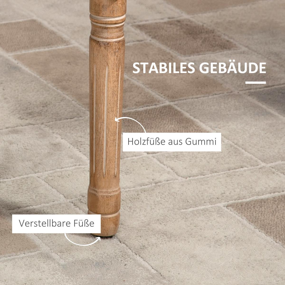 ESSZIMMERSTUHL Küchenstuhl mit Armlehne im Vintage Design Leinen Optik - Creme, Holz (59/96/54.5cm) - HOMCOM