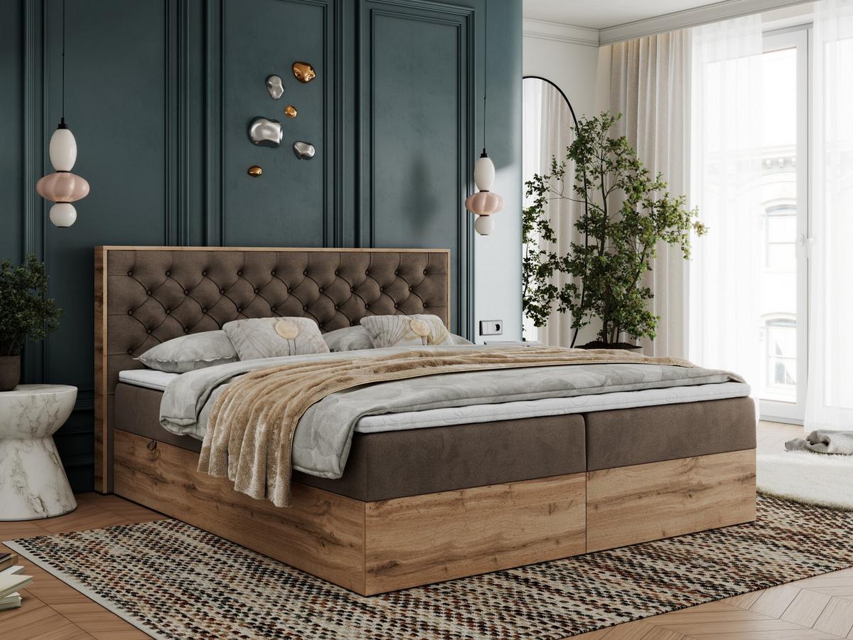 BOXBETT ALBERO 3 - 160/200 Braun Velvet - H3 - Braun, Holz/Textil (160/200cm) - MKS