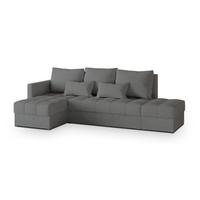 ECKSOFA LUMARI L-S Grau Plüsch-Stoff mit Schlaffunktion - Grau, Holz (262/143cm) - MASSENO