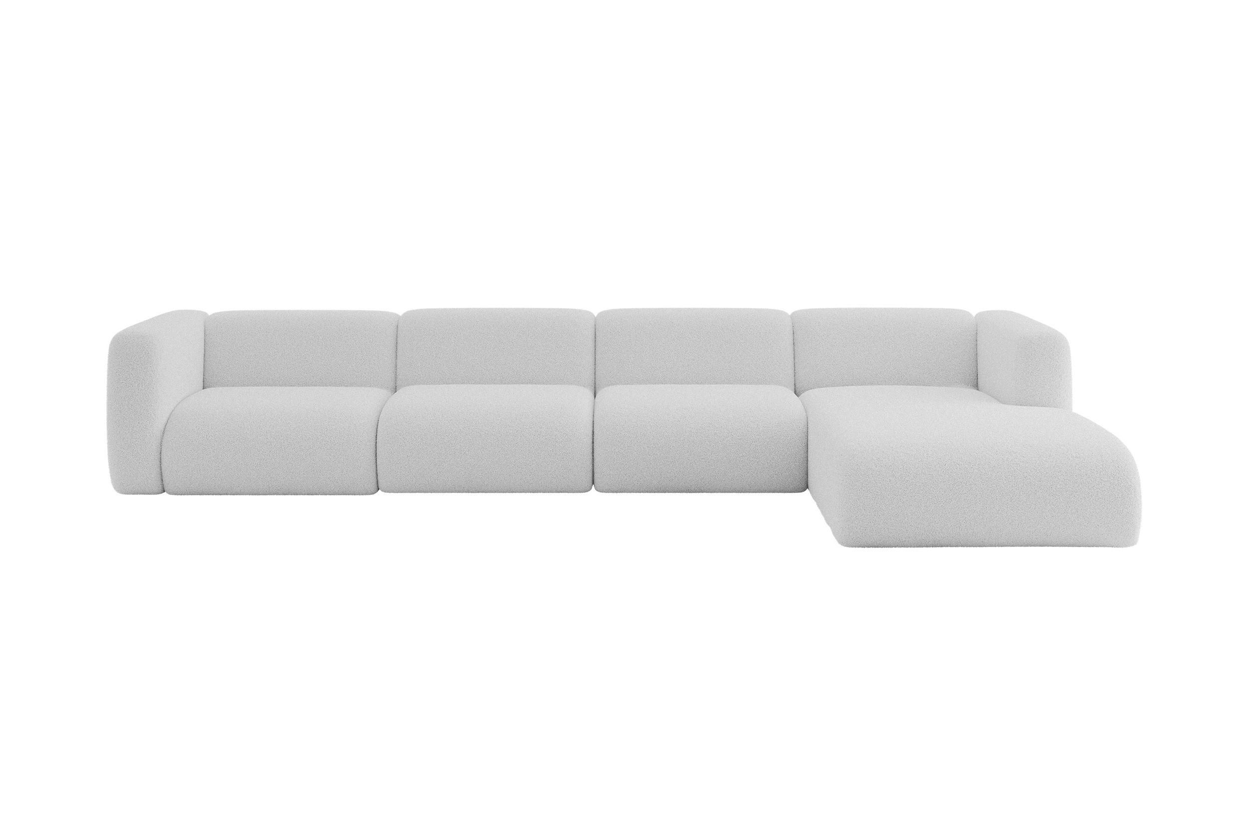 ECKSOFA Ottomane Rechts MIRA-L3 409x179x70 Hellgrau Bouclé - Silberfarben/Hellgrau, Holzwerkstoff/Kunststoff (409/179cm) - ALTDECOR