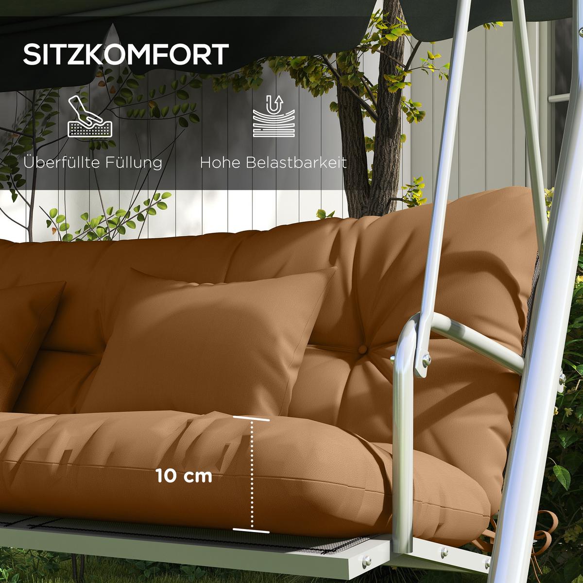 SITZKISSEN 4er Set Polyester PP-Baumwolle Bräune - Braun, Textil (50/12/150cm) - Outsunny