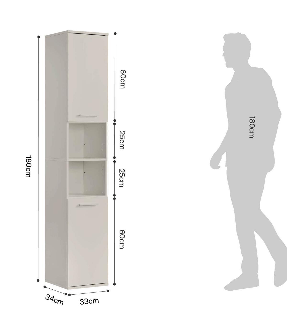 BAD HOCHSCHRANK Der Kapitän - Beige, Holzwerkstoff (33/180/34cm) - Mokebo